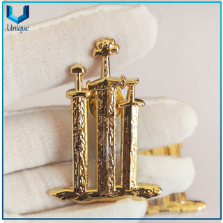 Pines de la espada personalizada, 3D Pin de solapa de oro, personalice la fábrica de manualidades de metal, emblema de metal, emblema militar para regalos de souvenirs