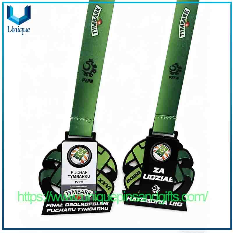 Medallas de metal con cinta para eventos deportivos PZPN polacas personalizadas con Cinta (11)