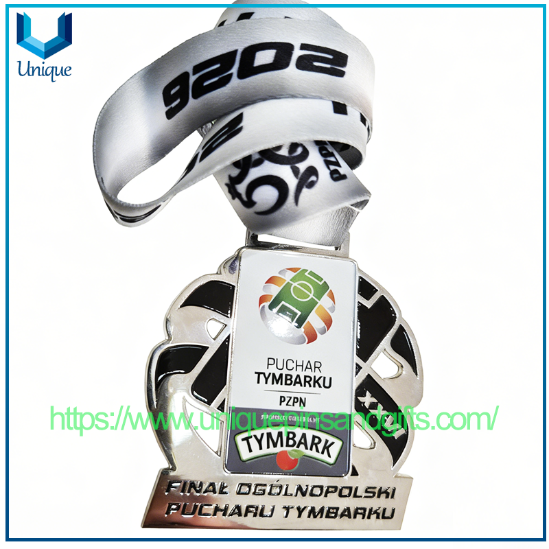 Medallas de metal personalizadas para eventos deportivos con medalla de bronce, oro y plata PZPN de Polonia con cinta