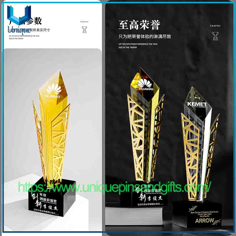 Peak Moment Trofeo de premio de metal de cristal elegante de alta gama Trofeo de premio de conferencia anual creativa Trofeo de premio de empleados destacados