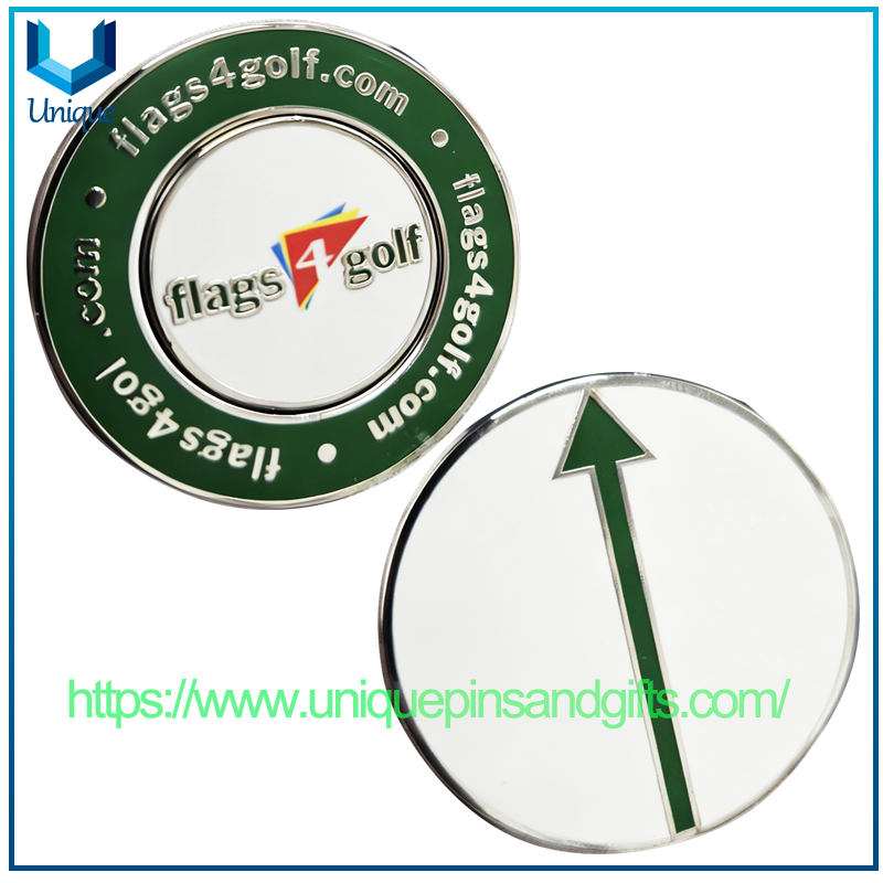 Marcador de pelota de golf de metal con logotipo personalizado y accesorios de golf con clip flexible