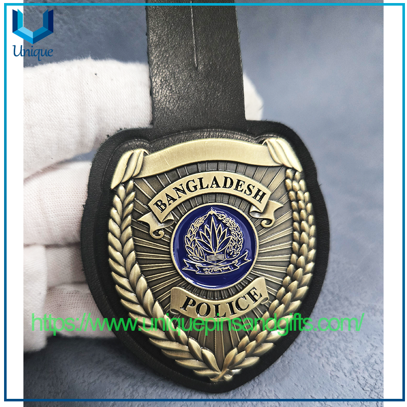 Personalice la placa de metal Po-lice de alta calidad con soporte de cuero de vaca para Bangladesh Po-Lice (7) 