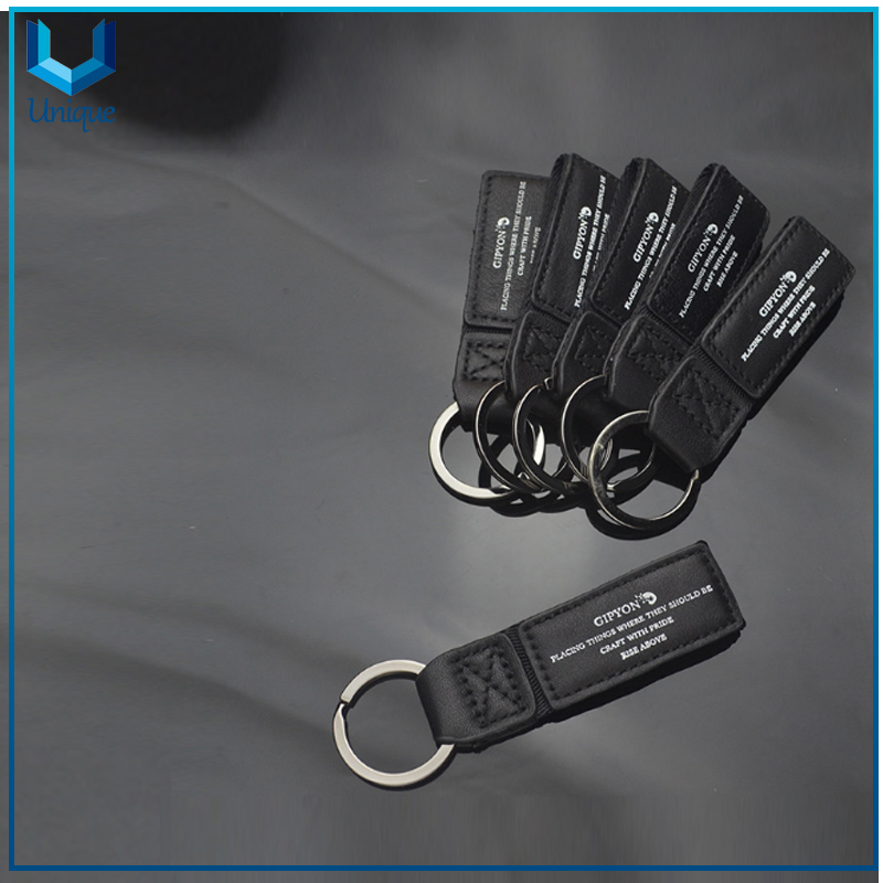 Llavero de cuero, llavero de la impresión del llavero del logotipo de la impresión, Moda Personalizar diseño de cuero + llavero de correas Cadena para regalos