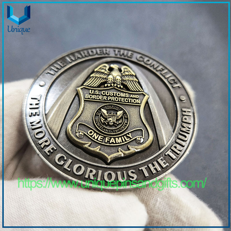 Moneda de polic&iacute;a de 2,25' de bronce antiguo+chapado de dos tonos de plata antigua (4) 