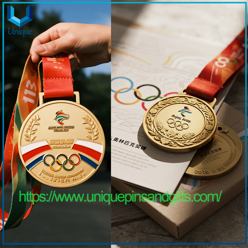 Medallas de metal personalizadas para eventos deportivos Medallas de la Copa del Mundo Medallas olímpicas Medallas de bronce doradas y plateadas de alta gama