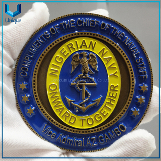 Moneda de honor militar azul de dibujos animados de alta calidad