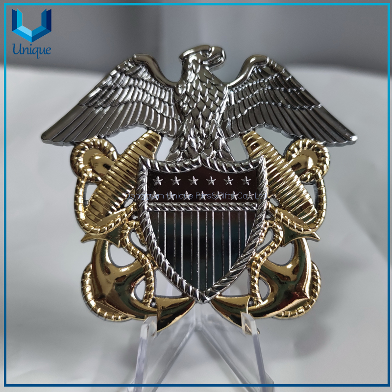 Moneda de desafío de dos tonos 3D de alta calidad, moneda conmemorativa de ancla de níquel + oro LDO de EE. UU. para regalos de recuerdo