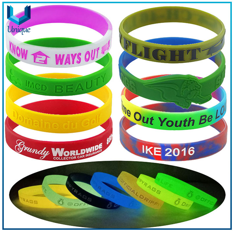 Pulseras de goma personalizadas, pulseras de silicona baratas, bandas de muñeca personalizadas con un mensaje