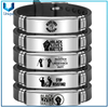 pulsera ajustable pulseras de silicona personalizada grabado personalizado en los hombres de la materia de los hombres