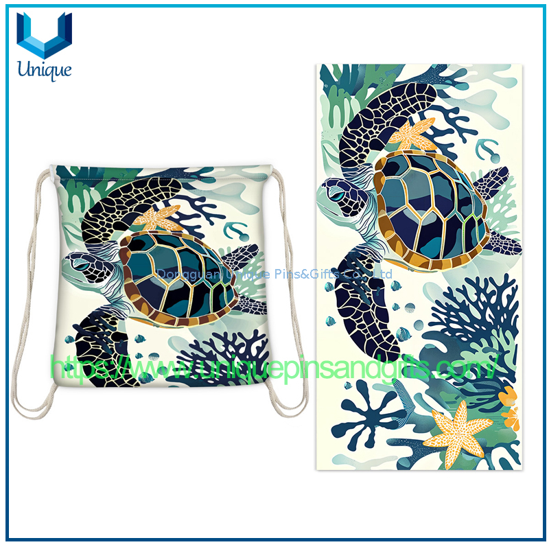 Toalla de playa de secado r&aacute;pido de dise&ntilde;o personalizado, bolsas de toalla de playa, logotipo estampado Logotipo de playa port&aacute;til mochila (5) 