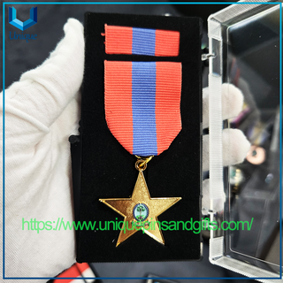 Medalla de policía de servicio distinguido personalizado Medalla de premio de esmalte de plata de Seychelles con cinta