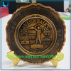 Placa conmemorativa de metal 3D de alto relieve, placa decorativa de recuerdo de turismo de ciudad personalizada con soporte dorado