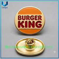 Venta al por mayor, broche de esmalte duro con logotipo de marca personalizado, Pin esmaltado de Metal, Burger Queen, Pizza Hut, para regalo promocional