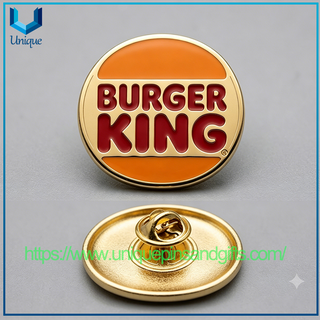 Venta al por mayor, broche de esmalte duro con logotipo de marca personalizado, Pin esmaltado de Metal, Burger Queen, Pizza Hut, para regalo promocional