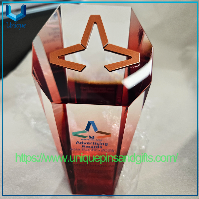 Premio de recuerdo cristalino de la impresión en color del trofeo de cristal personalizado del evento de Asia Pacífico