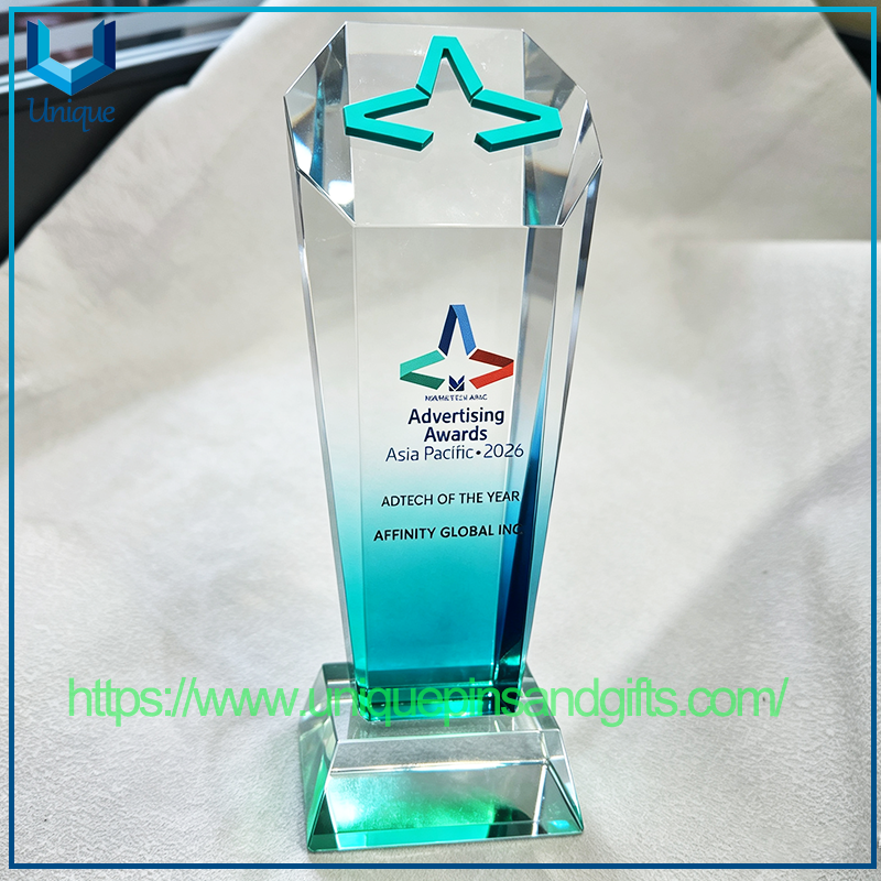 Premio de recuerdo cristalino de la impresión en color del trofeo de cristal personalizado del evento de Asia Pacífico