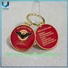 Venta al por mayor de llavero de recuerdo de la escuela secundaria, logotipo personalizado, llavero conmemorativo de esmalte de metal impreso en dos lados para regalo de graduación de estudiante